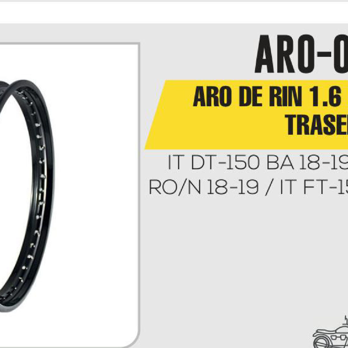 ARO DE RIN TRASERO 1.6 X 17 NEGRO