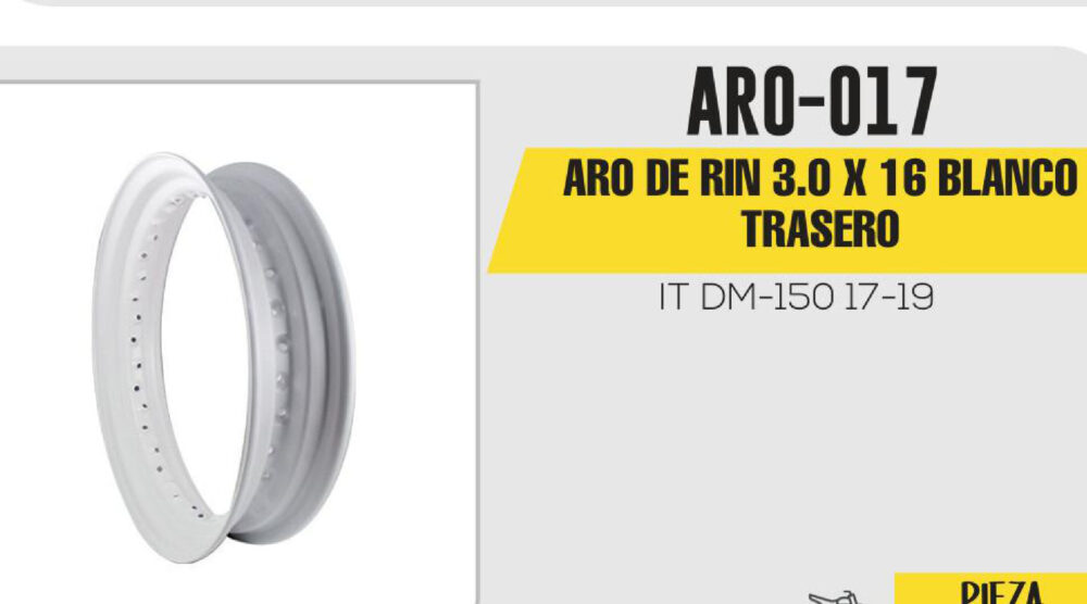 ARO DE RIN TRASERO 3.0 X 16 BLANCO
