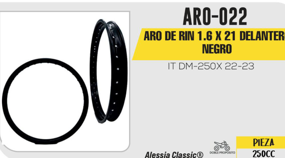 ARO DE RIN 1.6 X 21 DELANTERO NEGRO