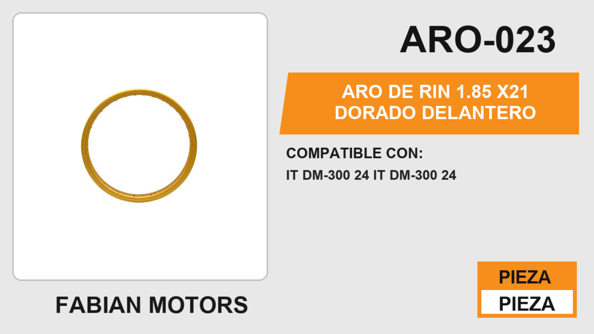 ARO DE RIN 1.85 X21 DORADO DELANTERO