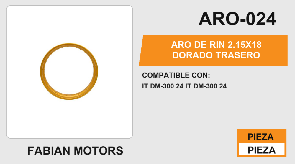 ARO DE RIN 2.15X18 DORADO TRASERO