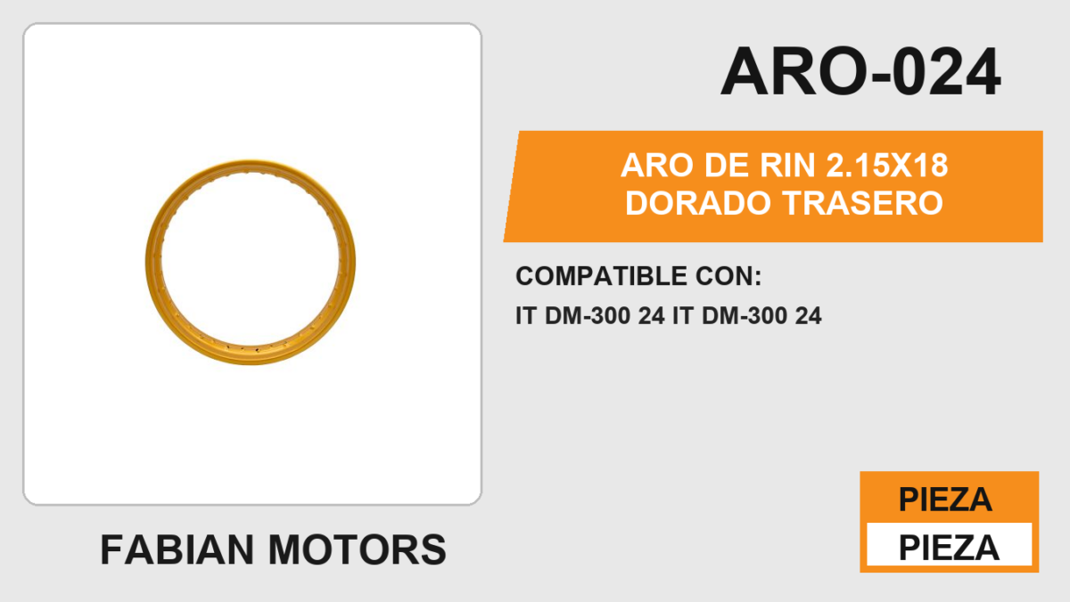 ARO DE RIN 2.15X18 DORADO TRASERO