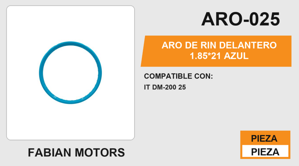ARO DE RIN DELANTERO 1.85*21 AZUL