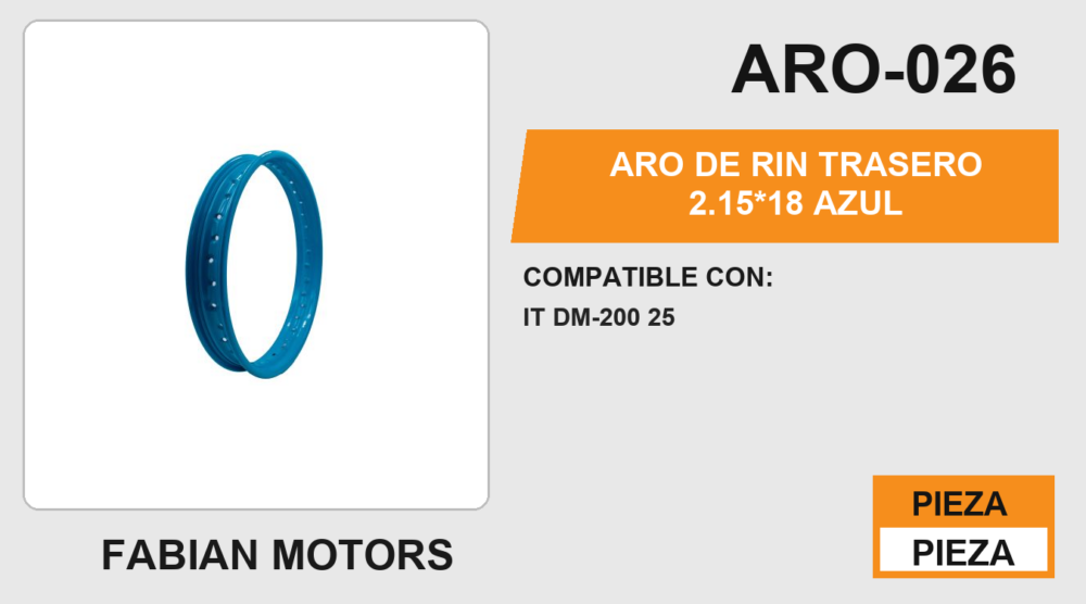 ARO DE RIN TRASERO 2.15*18 AZUL