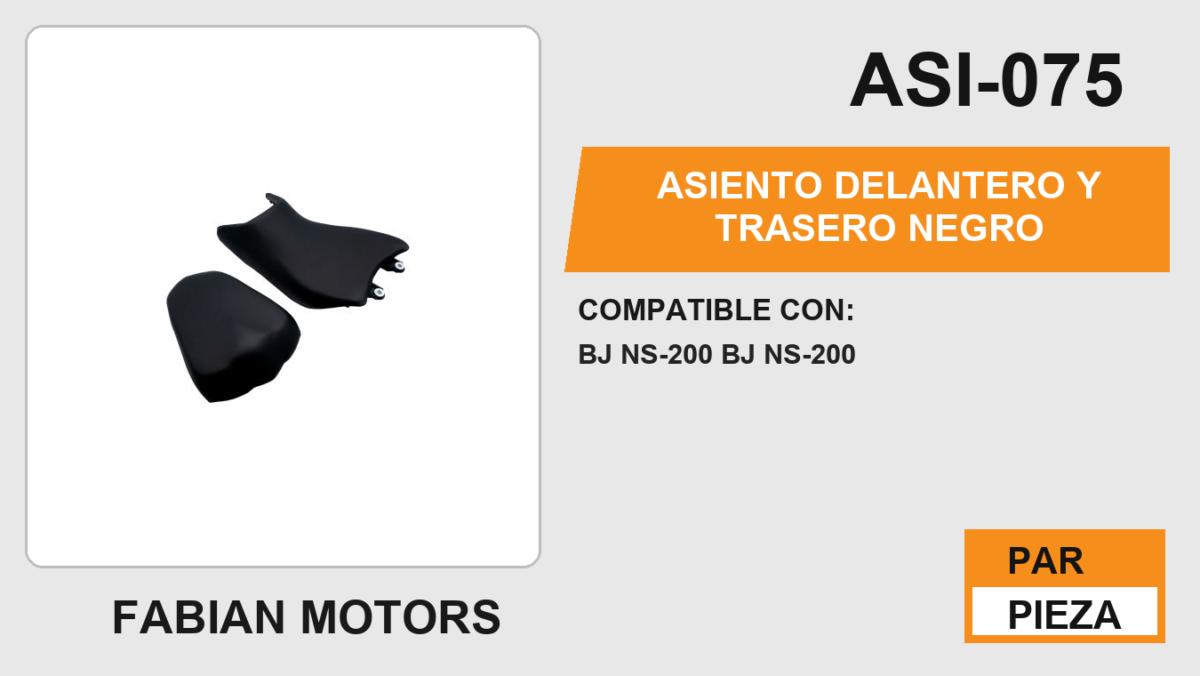 ASIENTO DELANTERO Y TRASERO NEGRO