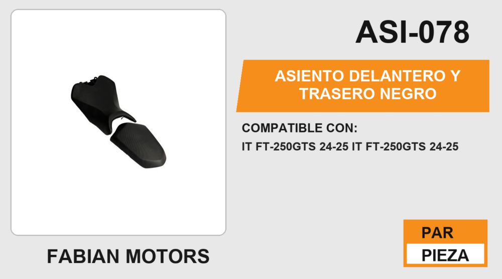 ASIENTO DELANTERO Y TRASERO NEGRO