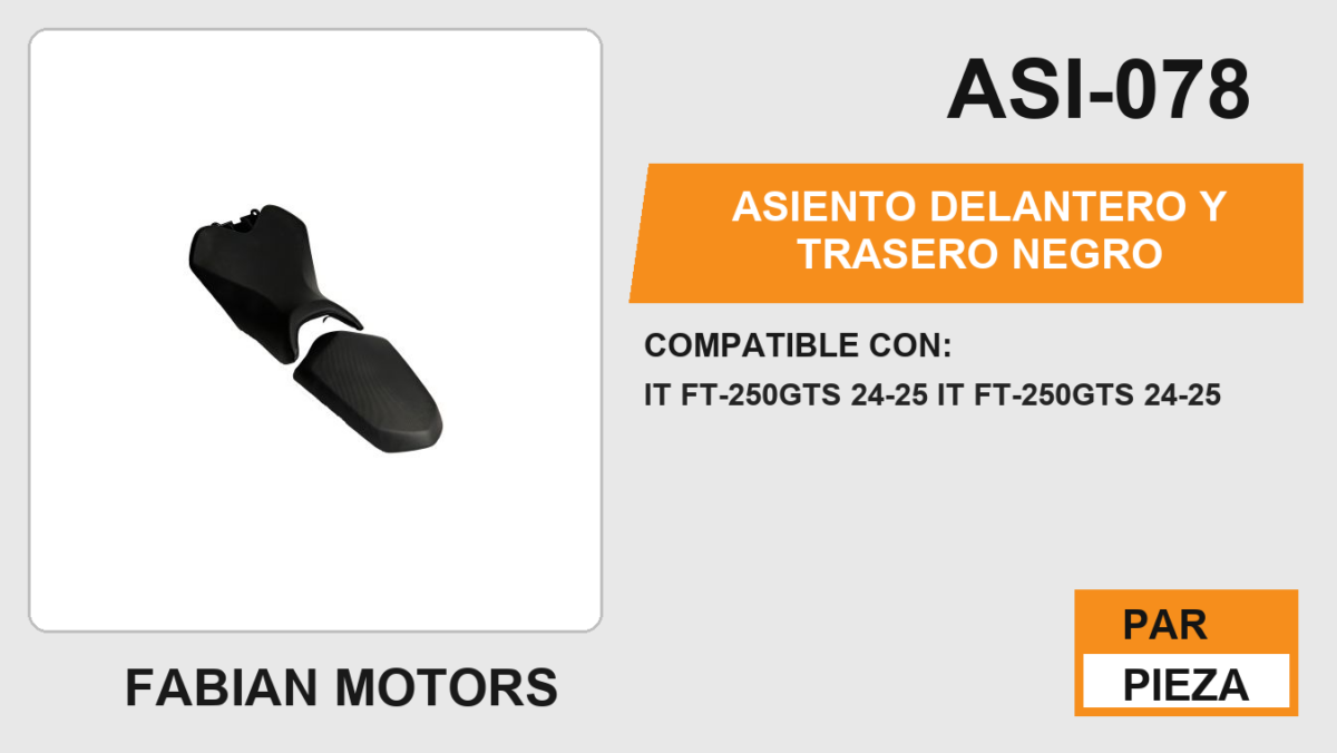 ASIENTO DELANTERO Y TRASERO NEGRO