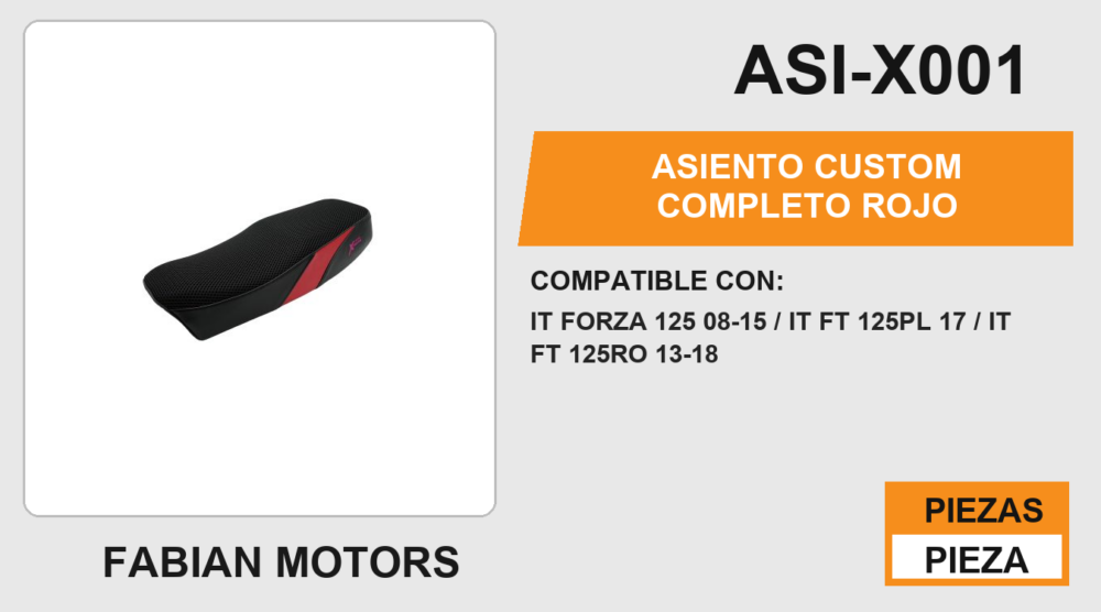ASIENTO CUSTOM COMPLETO ROJO