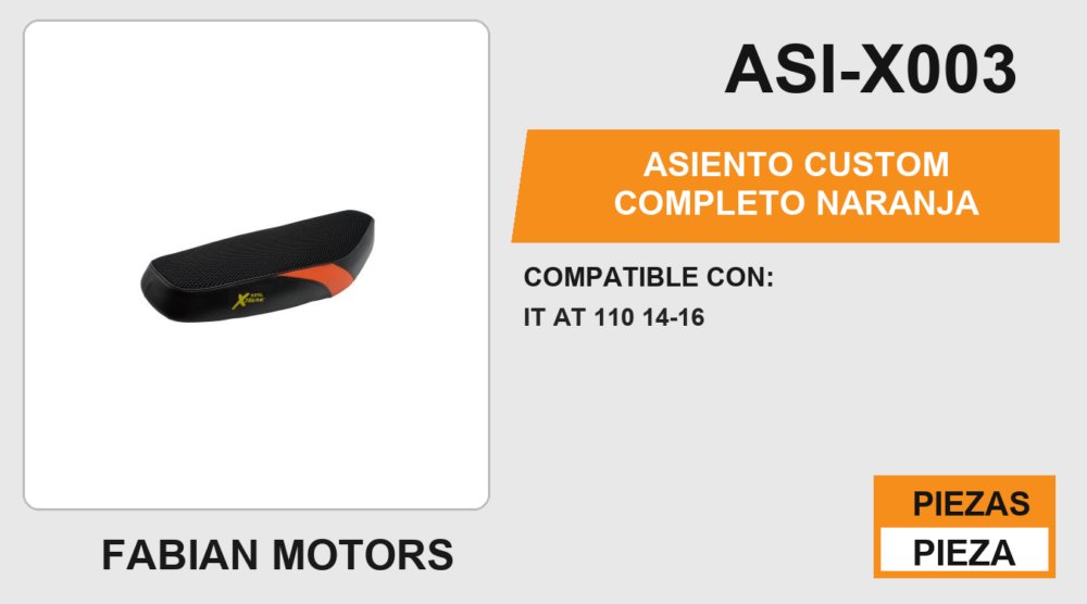 ASIENTO CUSTOM COMPLETO NARANJA