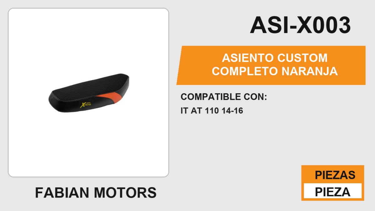 ASIENTO CUSTOM COMPLETO NARANJA