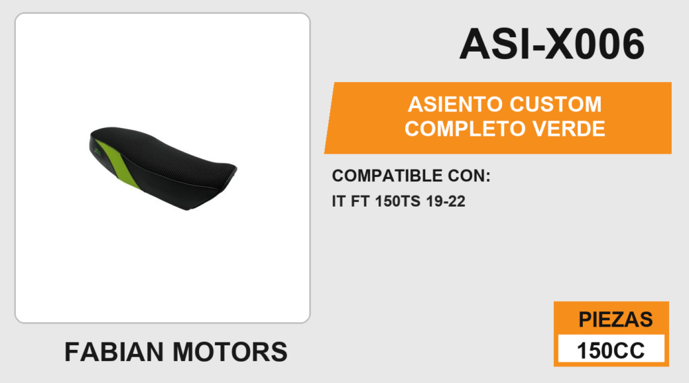 ASIENTO CUSTOM COMPLETO VERDE