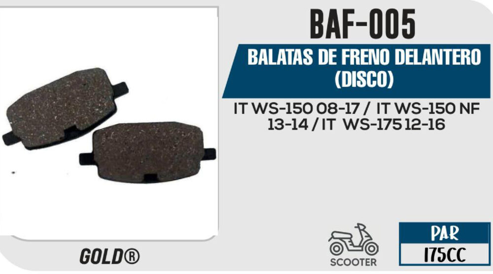 BALATAS DE FRENO DELANTERO DISCO