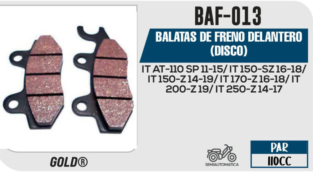 BALATAS DE FRENO DELANTERO DISCO