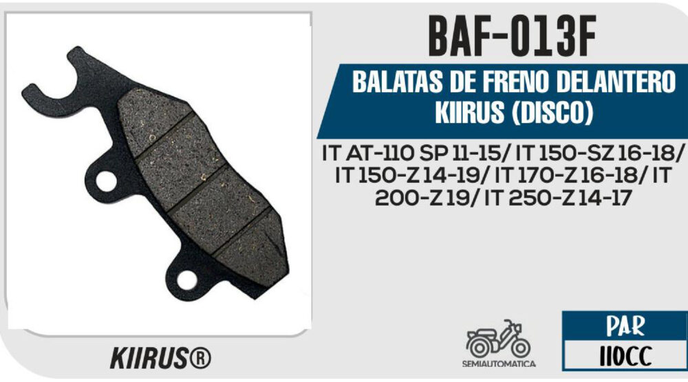 BALATAS DE FRENO DELANTERO (DISCO)