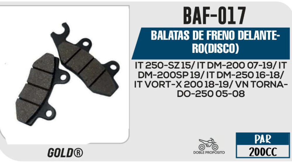 BALATAS DE FRENO DELANTERO DISCO
