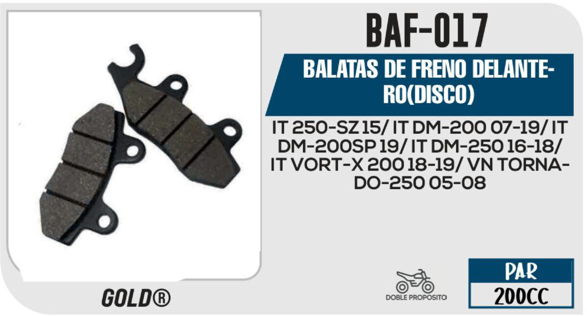BALATAS DE FRENO DELANTERO DISCO