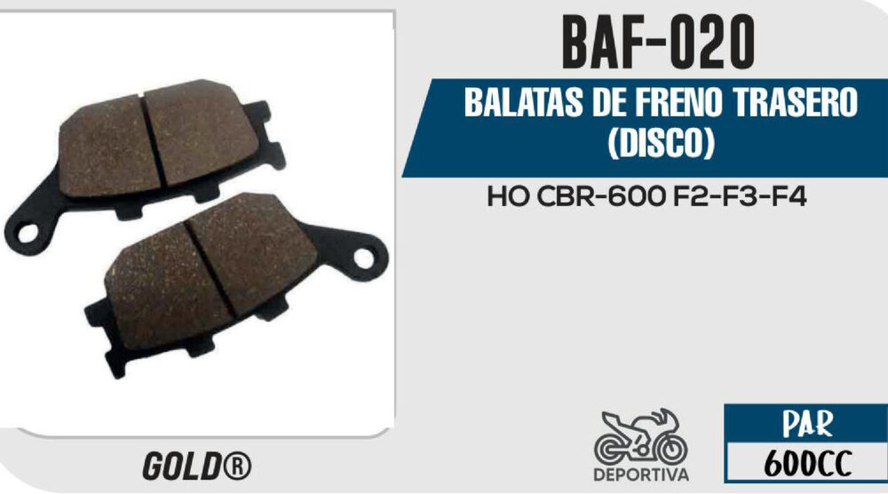BALATAS DE FRENO TRASERO DISCO