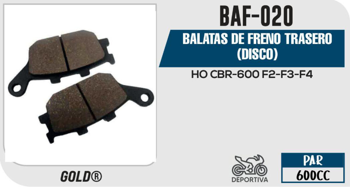 BALATAS DE FRENO TRASERO DISCO