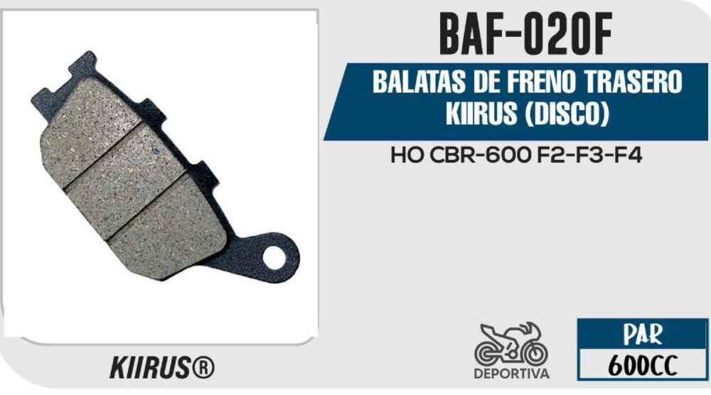 BALATAS DE FRENO TRASERO (DISCO)