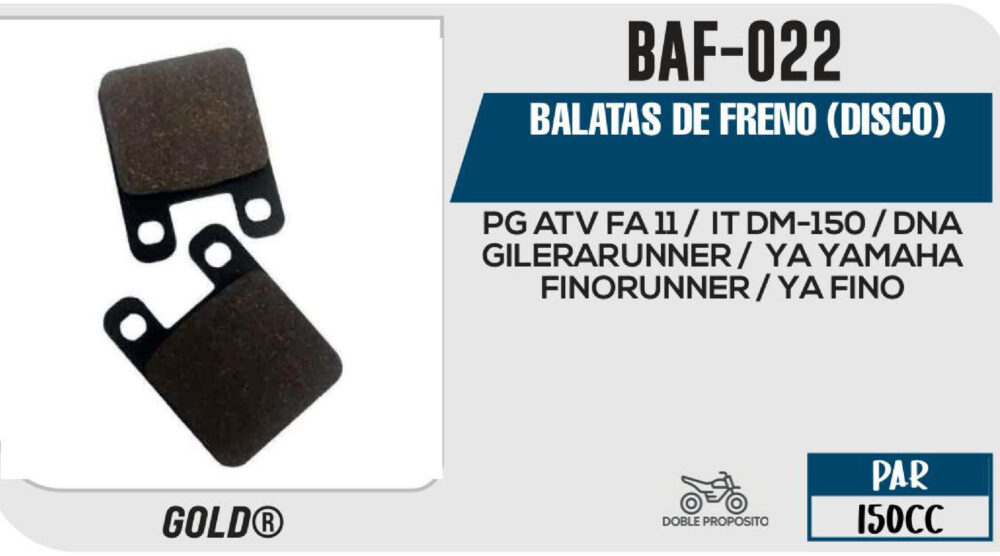 BALATAS DE FRENO TRASERO DISCO