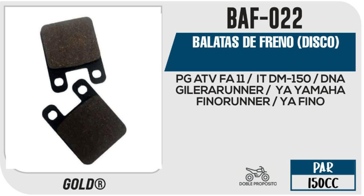 BALATAS DE FRENO TRASERO DISCO