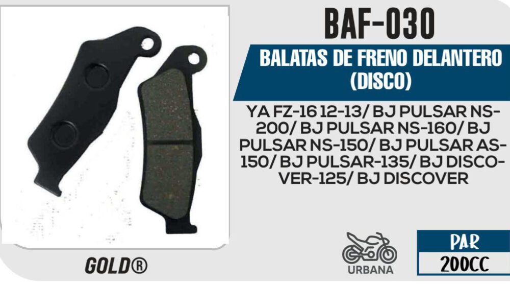 BALATAS DE FRENO DELANTERO DISCO