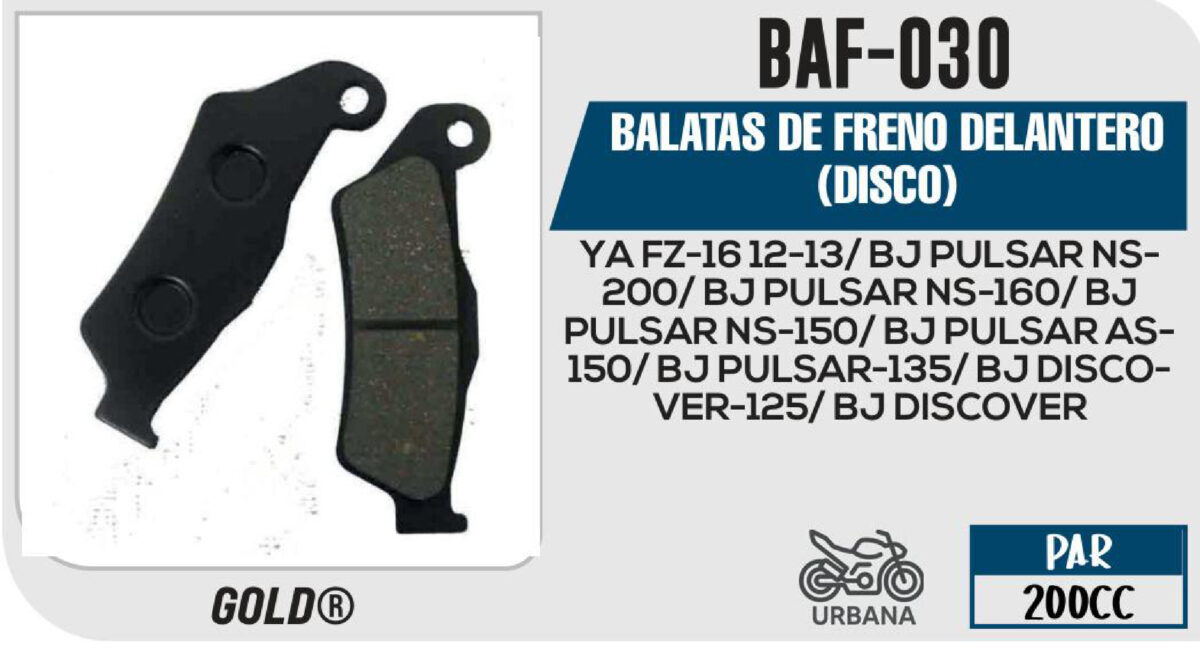 BALATAS DE FRENO DELANTERO DISCO