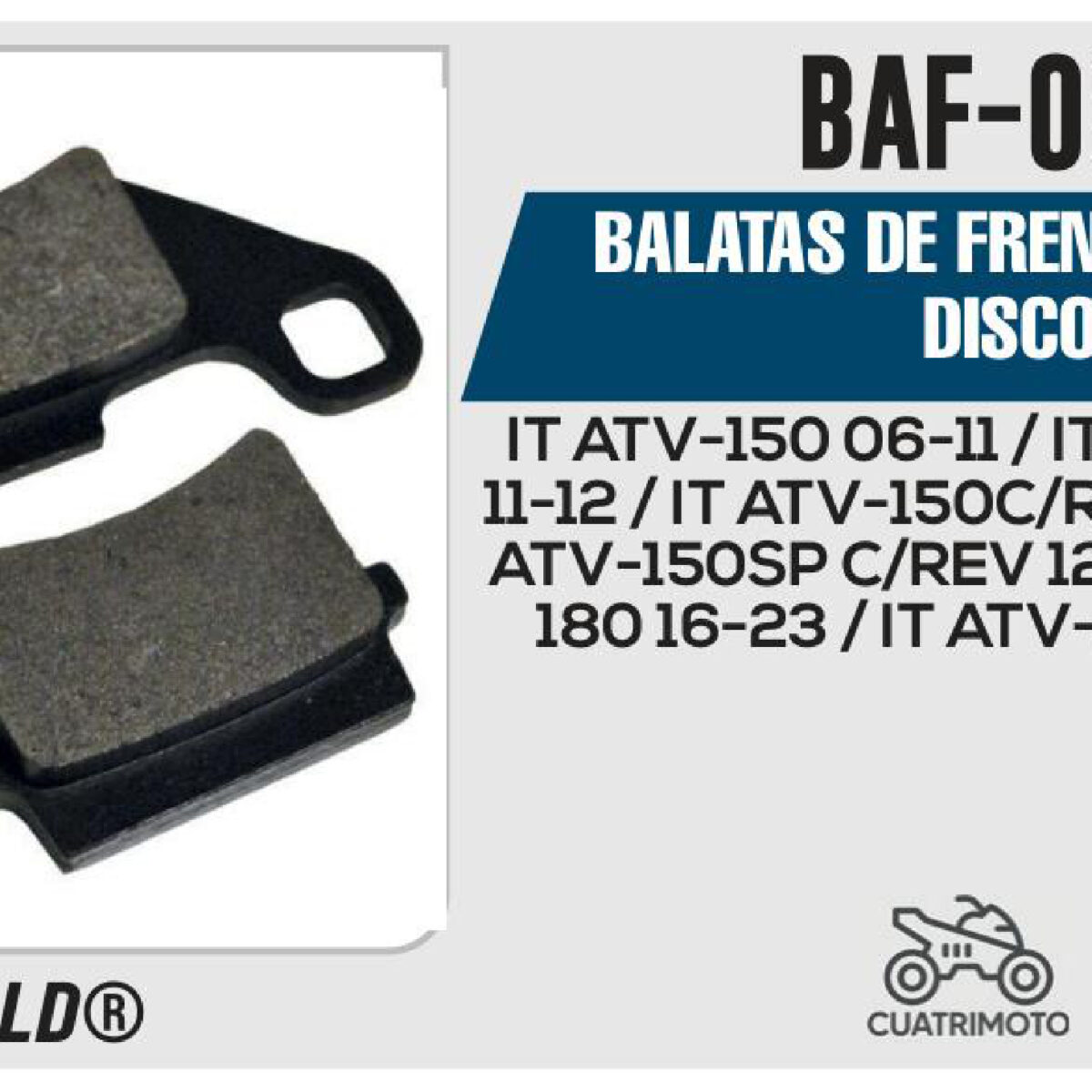 BALATAS DE FRENO TRASERO DISCO