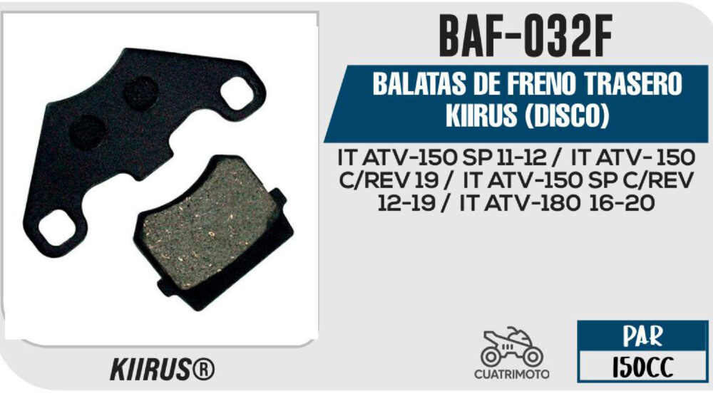 BALATAS DE FRENO TRASERO (DISCO)