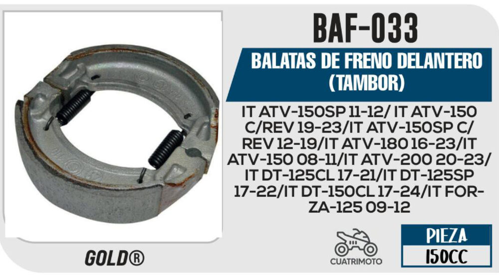 BALATAS DE FRENO DELANTERO TAMBOR