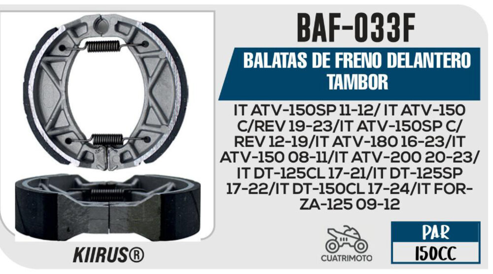 BALATAS DE FRENO DELANTERO TAMBOR
