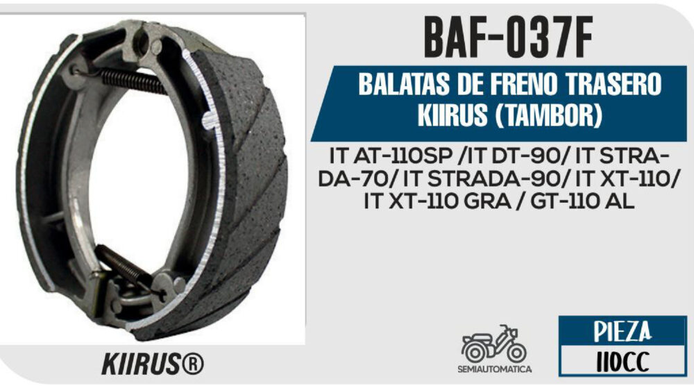 BALATAS DE FRENO TRASERO (TAMBOR)