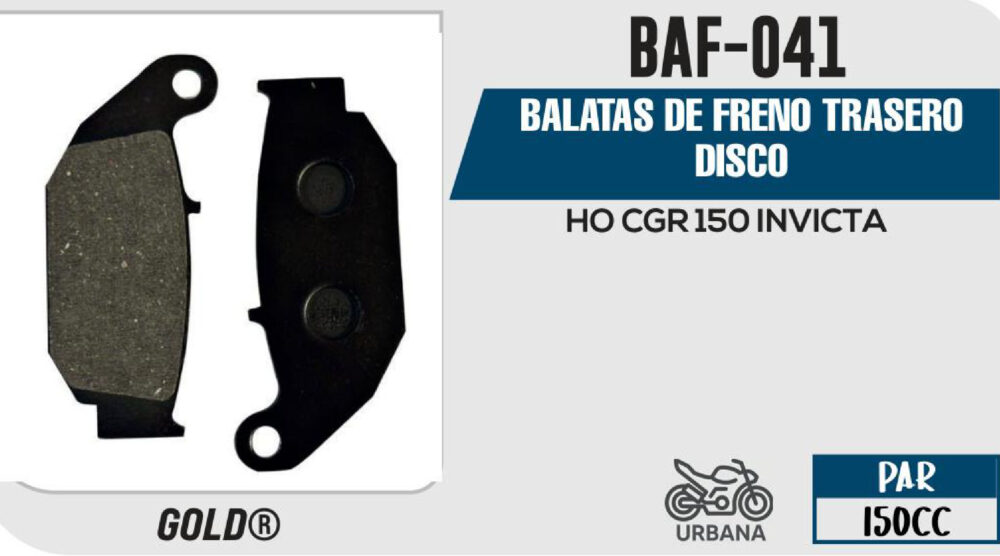 BALATAS DE FRENO TRASERO DISCO