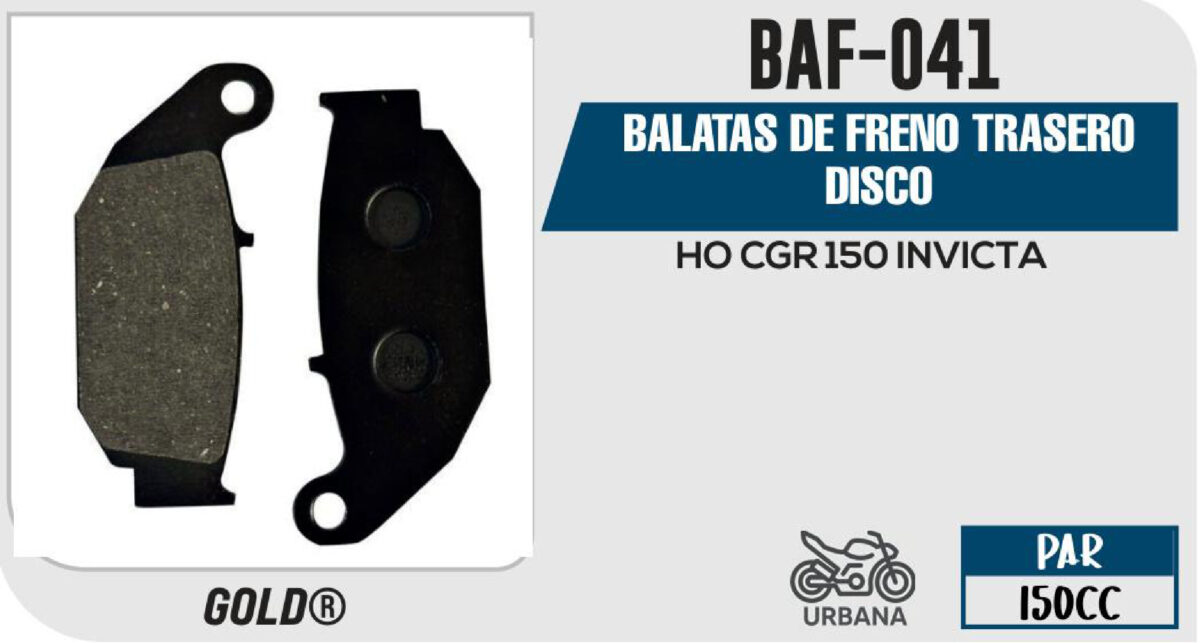 BALATAS DE FRENO TRASERO DISCO
