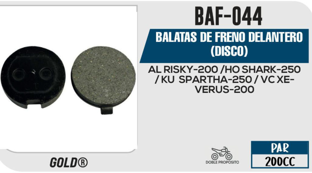 BALATAS DE FRENO DELANTERO DISCO