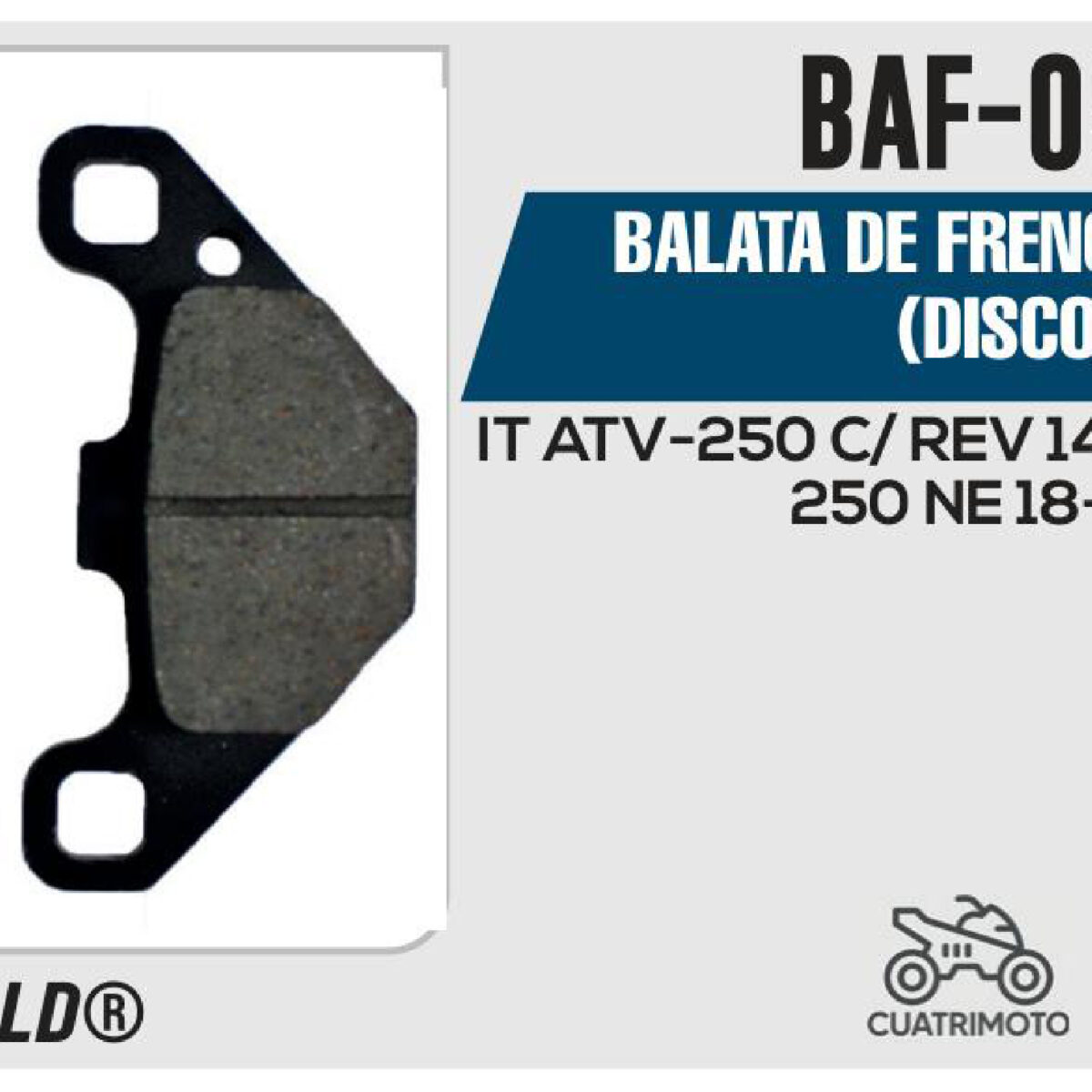BALATAS DE FRENO TRASERO DISCO
