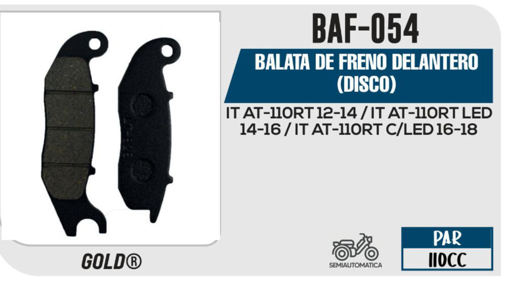 BALATAS DE FRENO DELANTERO DISCO