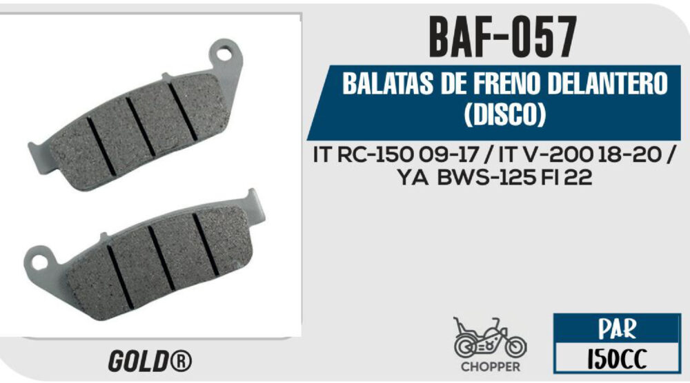 BALATAS DE FRENO DELANTERO (DISCO)