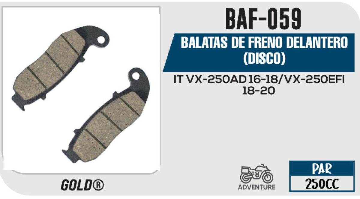 BALATAS DE FRENO DELANTERO (DISCO)