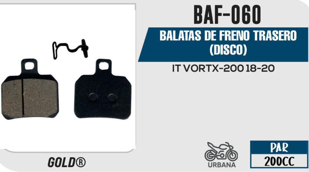BALATAS DE FRENO TRASERO (DISCO)