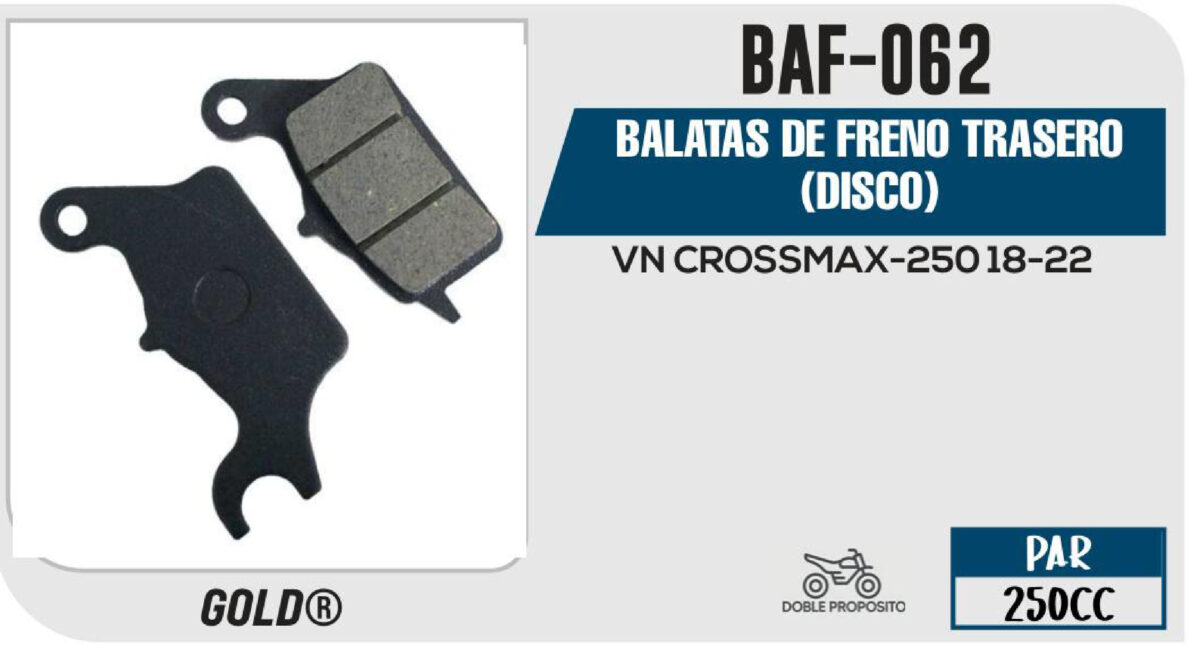 BALATAS DE FRENO TRASERO (DISCO)