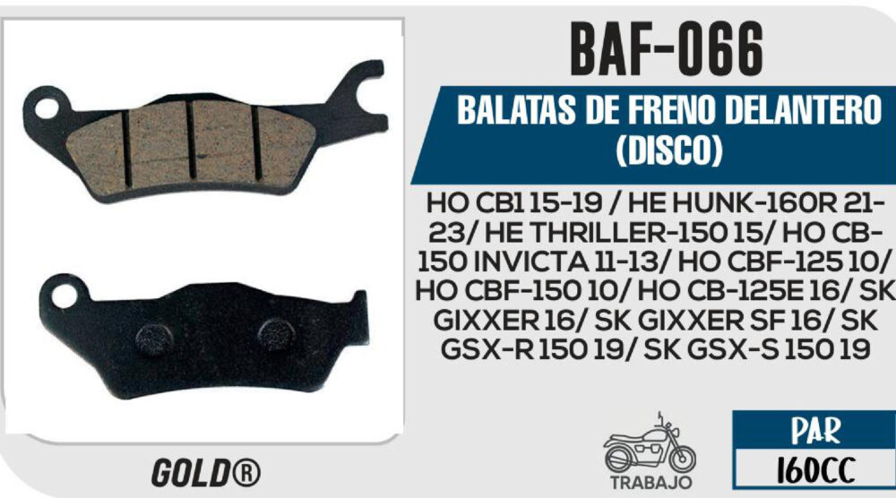 BALATAS DE FRENO DELANTERO (DISCO)