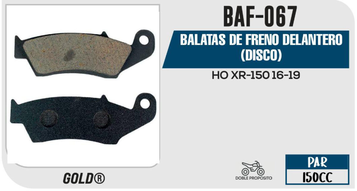 BALATAS DE FRENO DELANTERO (DISCO)