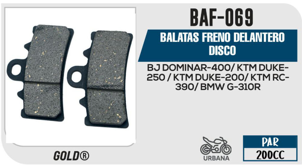 BALATAS FRENO DELANTERO DISCO