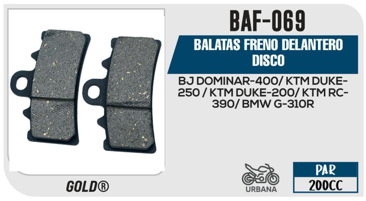 BALATAS FRENO DELANTERO DISCO