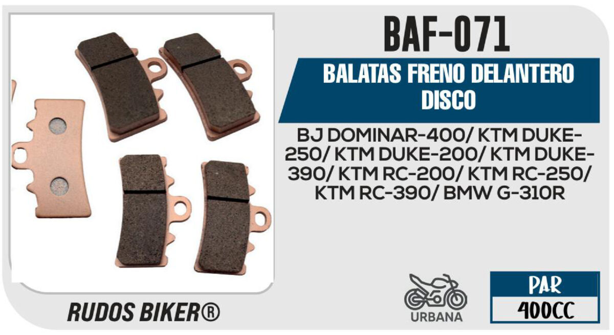 BALATAS FRENO DELANTERO DISCO