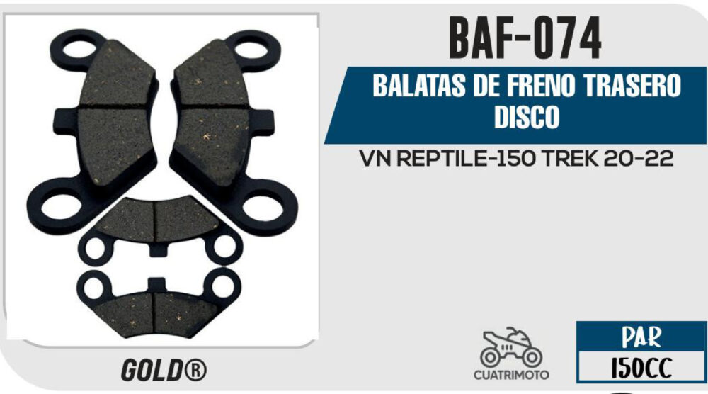 BALATAS DE FRENO TRASERO DISCO