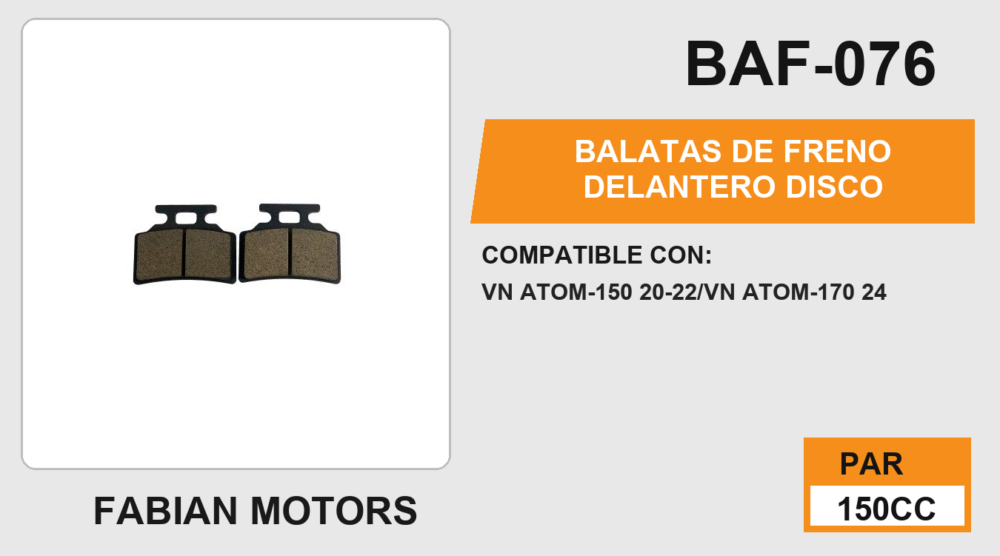 BALATAS DE FRENO TRASERO DISCO