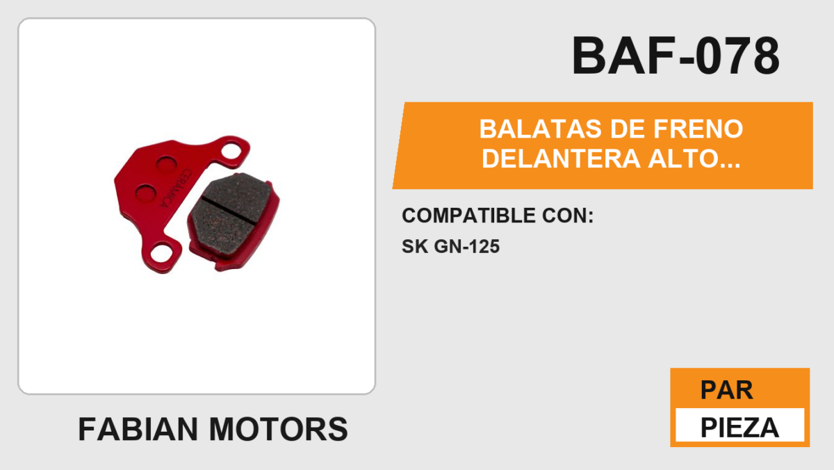 BALATAS DE FRENO DELANTERA ALTO DESEMPEÑO Y DURABILIDAD COMPUESTO DE CERAMICA