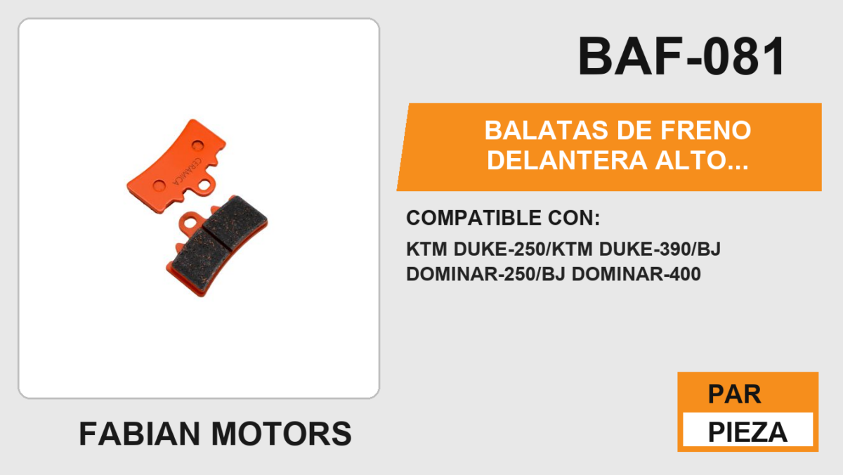 BALATAS DE FRENO DELANTERA ALTO DESEMPEÑO Y DURABILIDAD COMPUESTO DE CERAMICA
